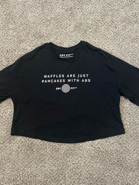 CPT FIT Co. Black Crop Top - 'Waffles Are Just Pancakes With Abs'